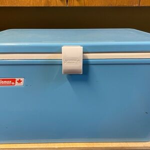 Vintage Coleman Cooler Metal Retro Blue Made in Canada 1960's-1970's